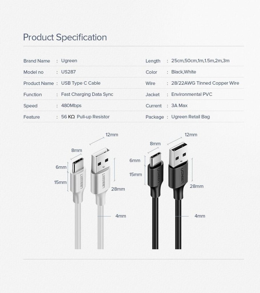 UGREEN 60826 Type C Cable fast Charging - Ugreen Pakistan