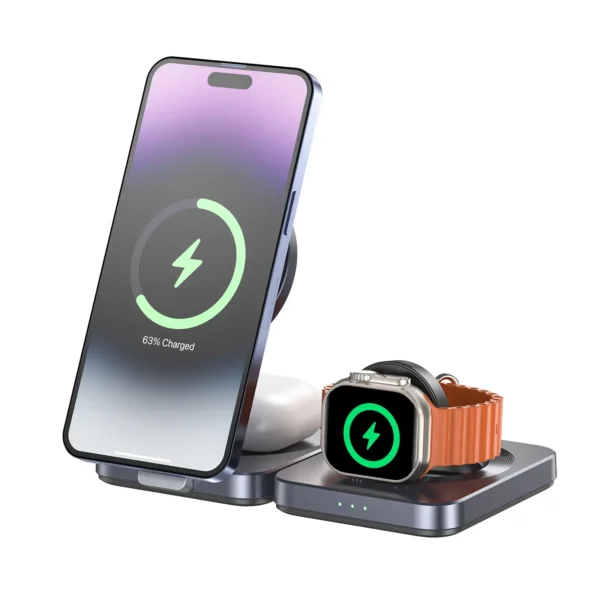 UNITEK P1300AGY01 Qi2 Foldable 3-in-1 Charging Station