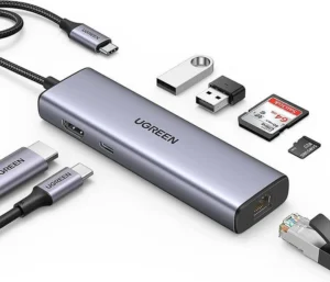 UGREEN 90568 7-IN-1 USB-C TO 2XUSB A, 1X HDMI+RJ45, SD/TF, PD ADAPTER