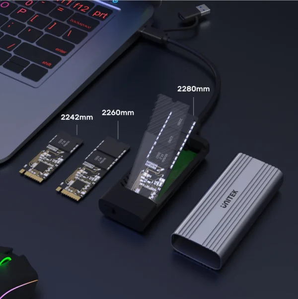 UNITEK S1225A SolidForce Reefer Either USB-C to M.2 SSD (NVMe/SATA) Enclosure - Image 3