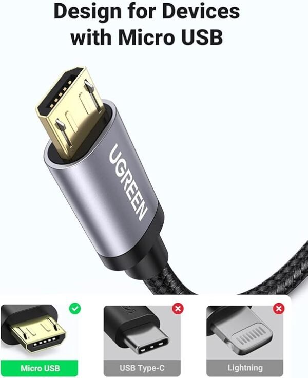 UGREEN 30650 Micro USB Nylon Braided cable 1m - Image 5