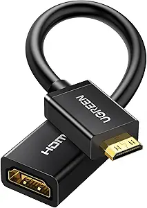 UGREEN 20137 MINI HDMI MALE TO HDMI F/M ADAPTER 4K 22CM
