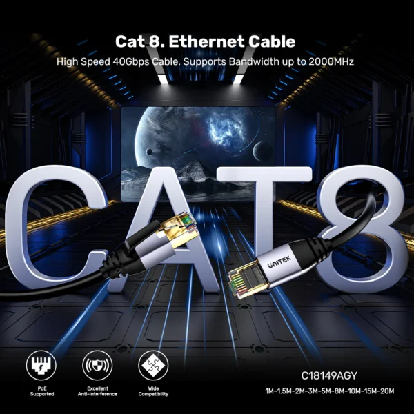 UNITEK C18149AGY03-10M CAT8 ETHERNET CABLE 10M - Image 4