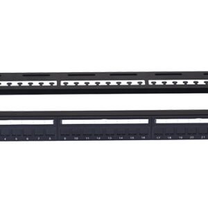 VIVANCO CAT 6 24 Port Patch Panel, Unshielded, Dust-proof Shutter, Loaded
