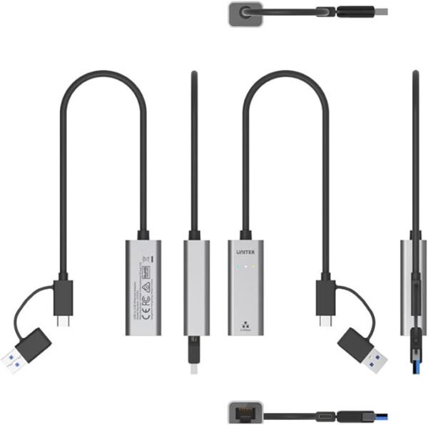 UNITEK U1313C USB-C USB-A TO 2.5G ETHERNET ADAPTER 30CM - Image 3