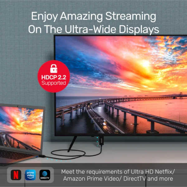 UNITEK V1152A MINI DISPLAY PORT TO HDMI  CABLE 2M 4K - Image 3