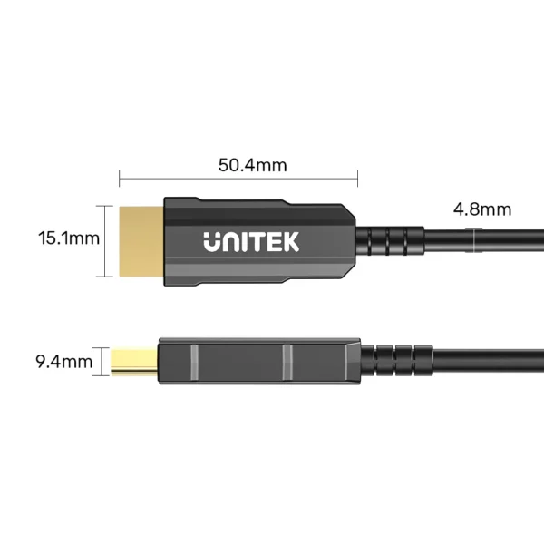 UNITEK C11072BK-10M HDMI TO HDMI FIBER OPTIC CABLE 4K@60HZ 10M - Image 2