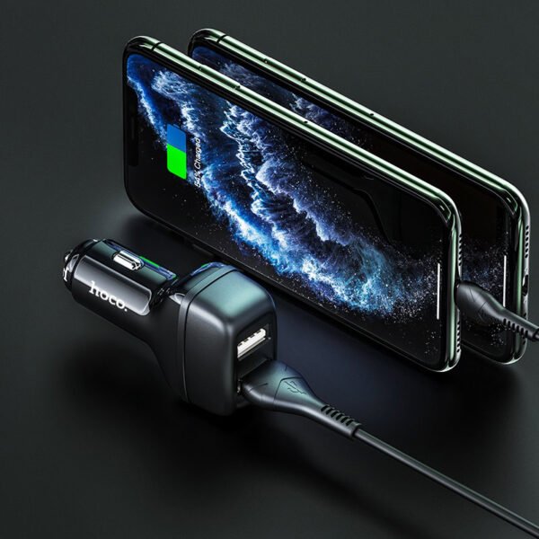 HOCO Z36 DUAL PORT CAR CHARGER SET LIGHTNING - MICRO USB & TYPE-C (separate) - Image 3