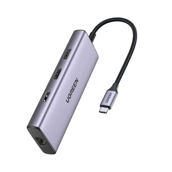 UGREEN 90119 USB-C 9-IN-1 3XUSB, 2XHDMI + RJ45, SD.TF + PD ADAPTER