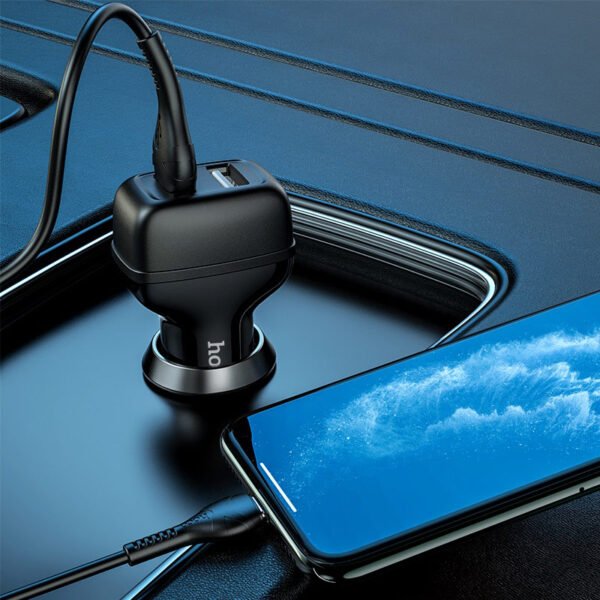HOCO Z36 DUAL PORT CAR CHARGER SET LIGHTNING - MICRO USB & TYPE-C (separate) - Image 2