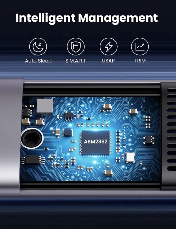 UGREEN 70532 M.2 NVMe SSD Enclosure – Aluminum, 10Gbps USB-C/USB-A, Tool-Free Design - Image 3