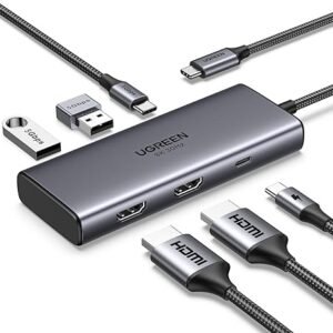UGREEN 15852 Docking Station, Revodok 206 USB C Hub (6-in-1) with Dual 4K@60Hz,