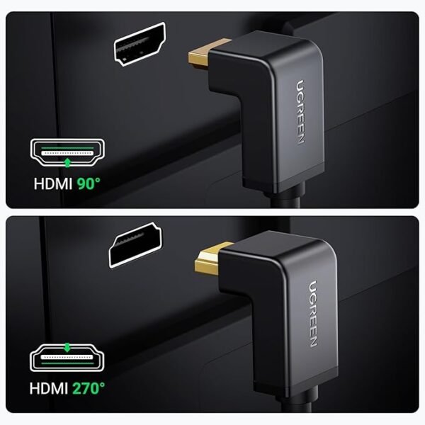 UGREEN 10173 HDMI Cable Right Angle 4K 90 Degree HDMI Cord High Speed Down Angle HDMI 2.0 Cable - Image 3