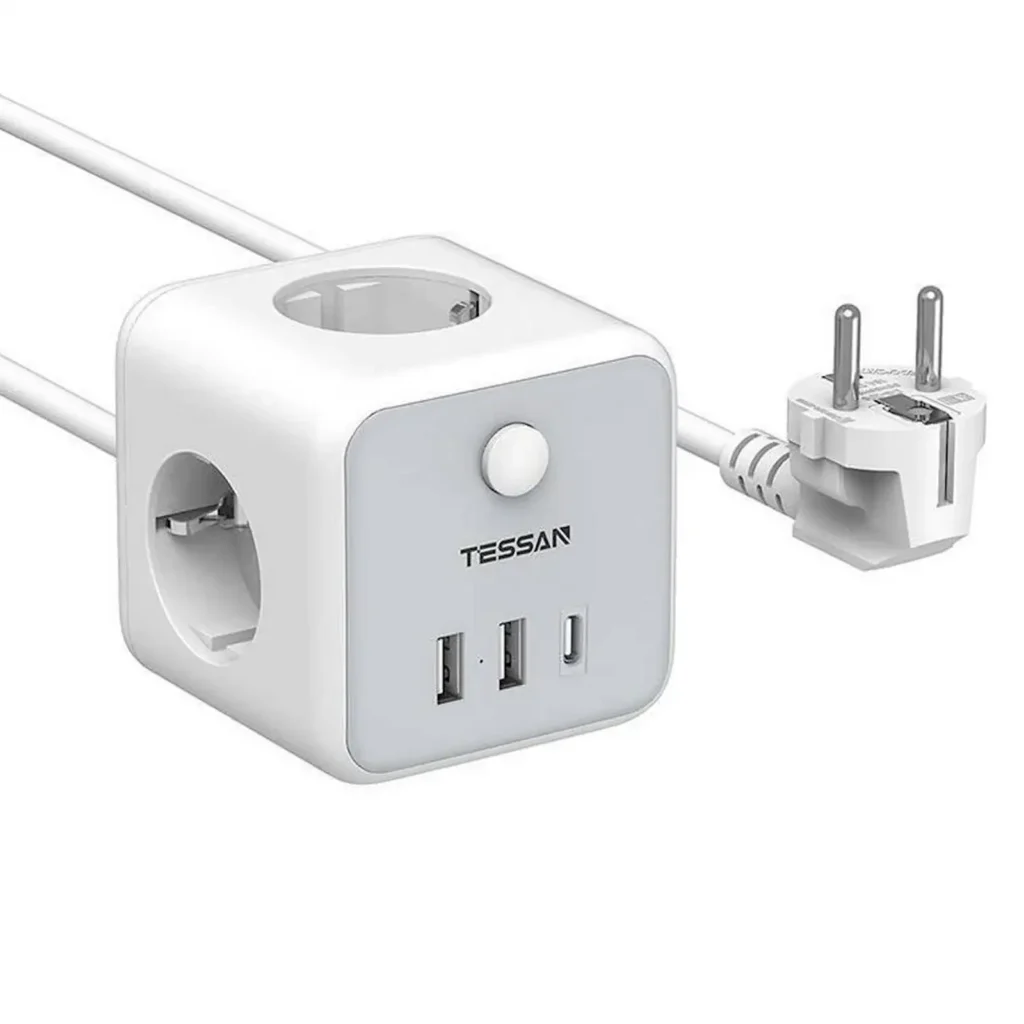 TESSAN TS-301-C POWER STRIP 3XOUTLETS, 2XUSB-A, 1XUSB-C 15W 2M