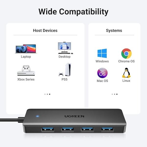 UGREEN 25851 USB 3.0 Hub, 4 Ports USB A Splitter Ultra-Slim USB Expander - Image 2