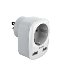 TESSAN TS-611-DE WALL OUTLET EXTENDER WITH 2 USB PORTS