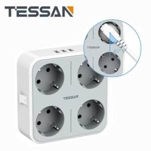 TESSAN TS-302-DE-C WALL OUTLET 4XOUTLETS,  2XUSB-A, 1XUSB-C