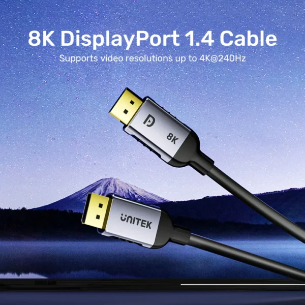 UNITEK C1628GY01-3M  Kabel DisplayPort 1.4 8k 60hz 4k 240hz HD 3m - Image 2