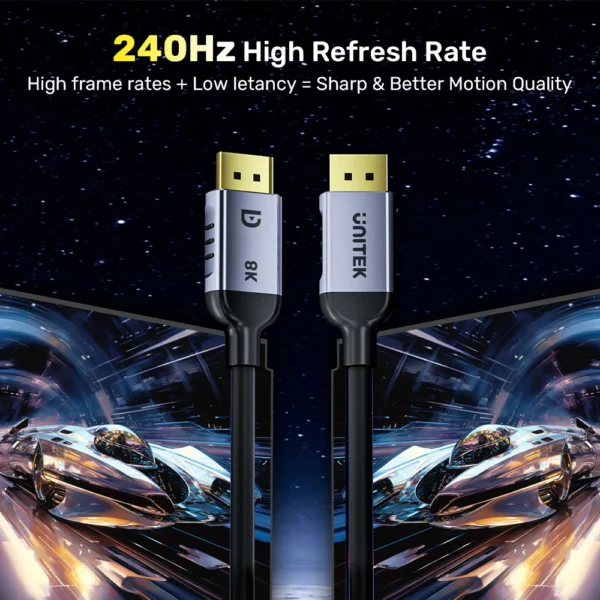 UNITEK C1628GY01-3M  Kabel DisplayPort 1.4 8k 60hz 4k 240hz HD 3m - Image 4