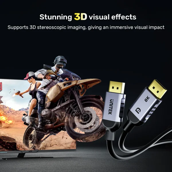 UNITEK C1628GY01-3M  Kabel DisplayPort 1.4 8k 60hz 4k 240hz HD 3m - Image 5