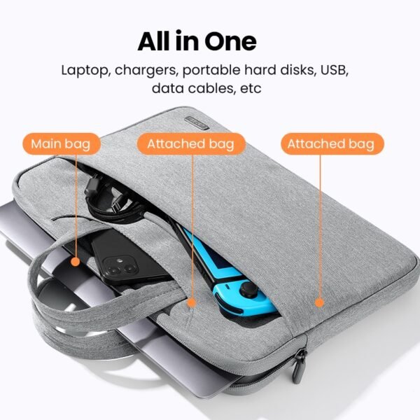 UGREEN 50337 14"/14.9" Laptop Bag – Slim, Water-Resistant, Shockproof Sleeve (Gray) - Image 3