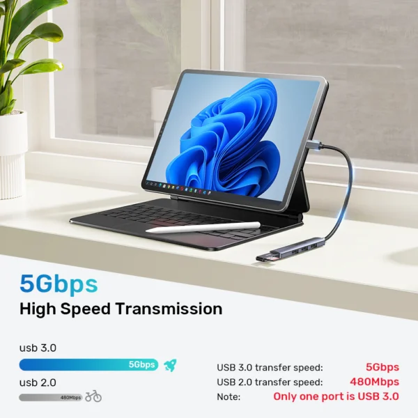 UNITEK H1208B UHUB Q4 4-IN-1 USB-C TO 4-PORT USB HUB - Image 4