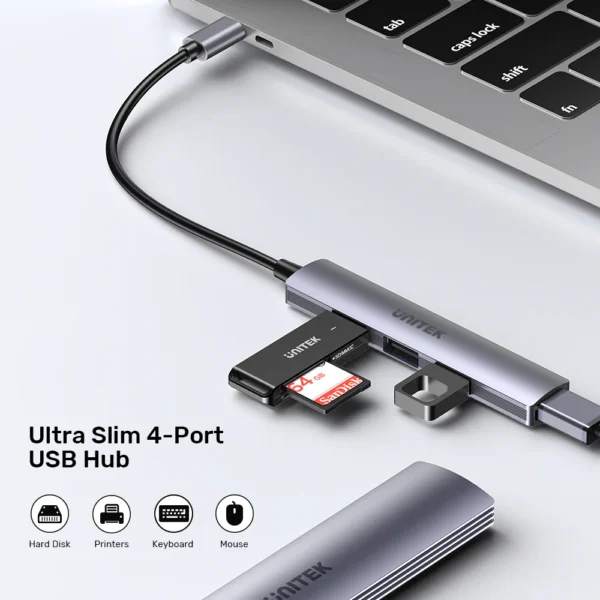 UNITEK H1208B UHUB Q4 4-IN-1 USB-C TO 4-PORT USB HUB - Image 5