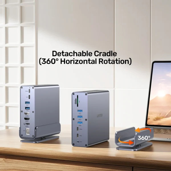 UNITEK D1135AGY01 UNIVERSAL DISPLAYLINK TRIPLE DISPLAY 4K@60HZ 15-IN-1 DOCKING STATION 360° - Image 6
