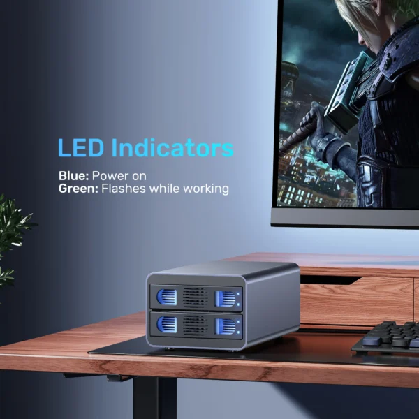 UNITEK S1308B01-EU 2BAY 2.5''/3.5'' SATA EXTERNAL HAR DRIVE ENCLOSURE - Image 4