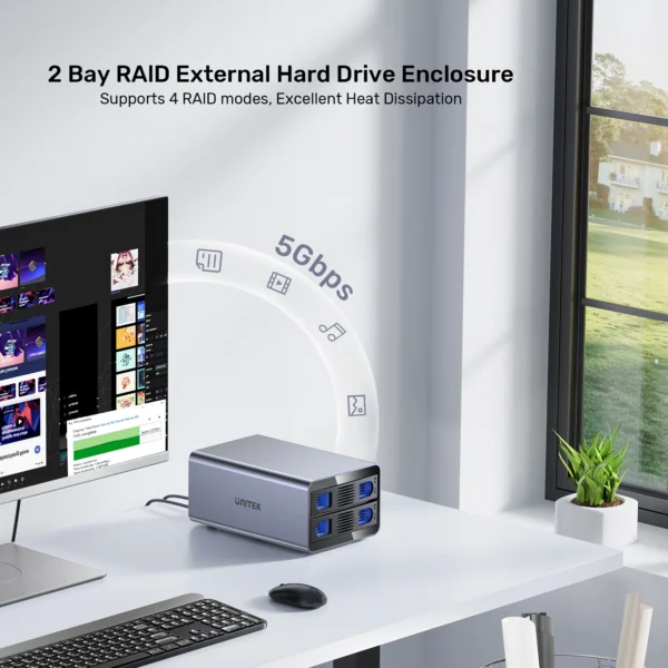 UNITEK S1308B01-EU 2BAY 2.5''/3.5'' SATA EXTERNAL HAR DRIVE ENCLOSURE - Image 5