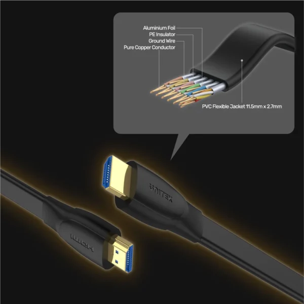 UNITEK C11063BK-(1.5M 3M And 5M) HDMI TO HDMI FLAT CABLE 4K@60HZ - Image 3