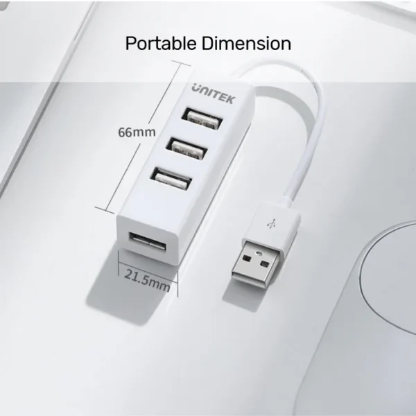 UNITEK Y-2146 4-PORT USB 2.0 HUB 480MBPS WHITE - Image 6