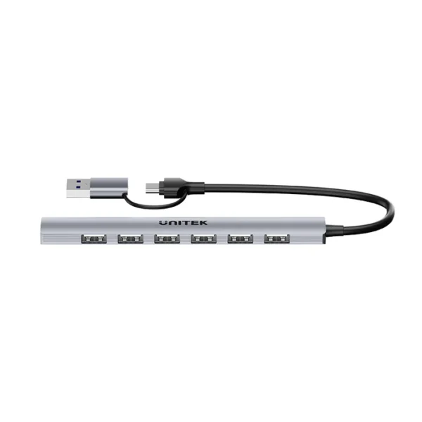 UNITEK H1209AGY01 uHUB S7 USB-C + USB-A TO 7-PORT USB HUB 5GBPS ALUMINIUM - Image 2