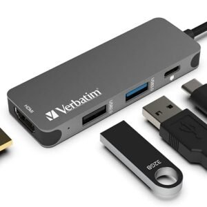 Verbatim VUC-2041D 4-in-1 USB C Hub - Type C Hub w/ 60W Power Delivery,