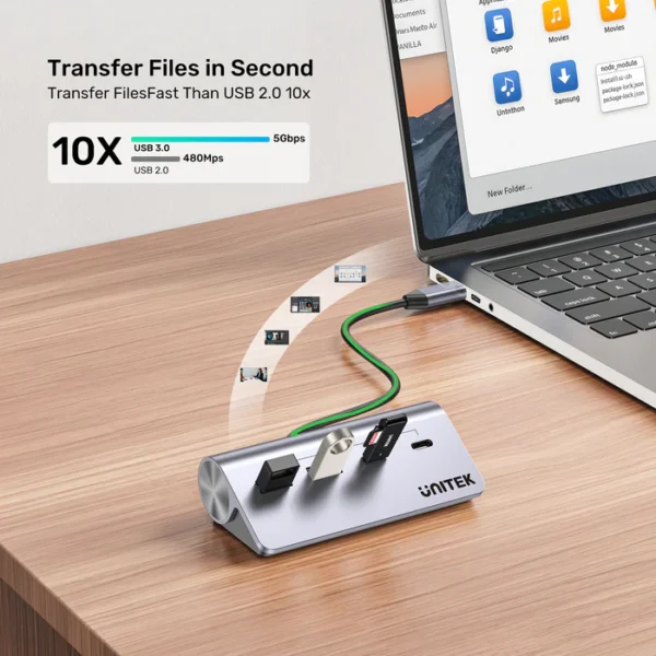 UNITEK H1337AGY01 uHUB Q4 4-IN-1 USB-C HUB 2XUSB-A, 2XUSB-C - Image 4