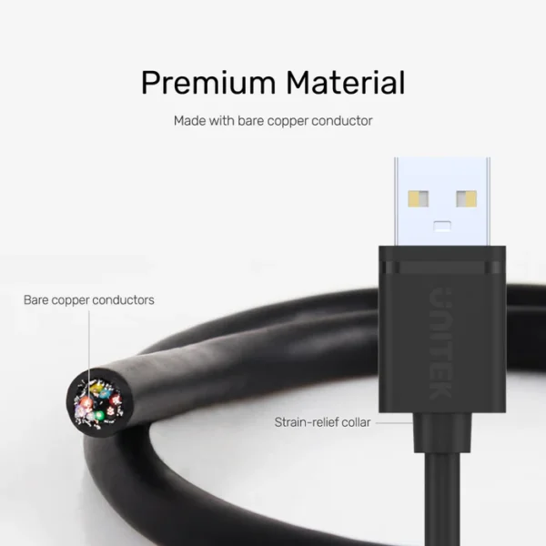 UNITEK C443EBK USB-A 2.0 MALE TO MALE CABLE 3M - Image 5