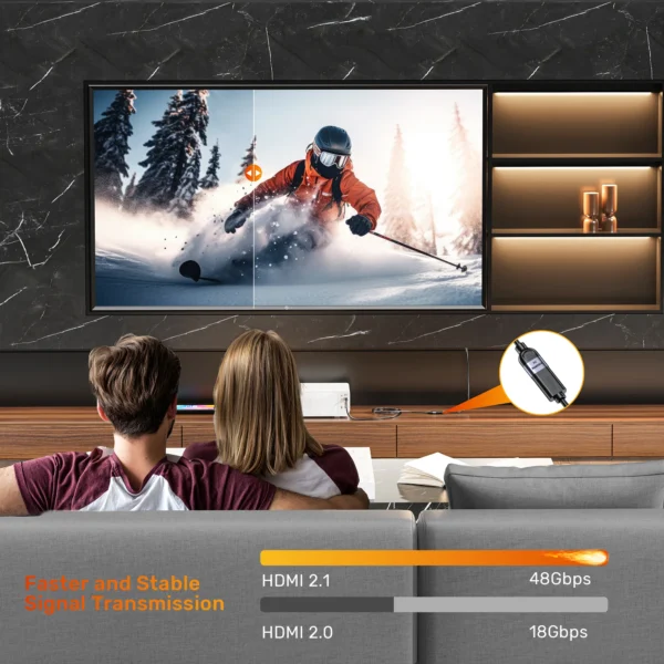 UNITEK C11091AGY01-(1M 2M and 3M) ULTRA STREAM 8K@60HZ HDMI EXTENSION CABLE 1M 48GBPS - Image 5