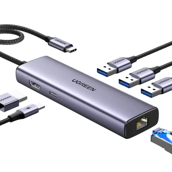UGREEN 15598 Revodok 6 in 1 USB C Hub Gigabit Ethernet Adapter with 4K HDMI