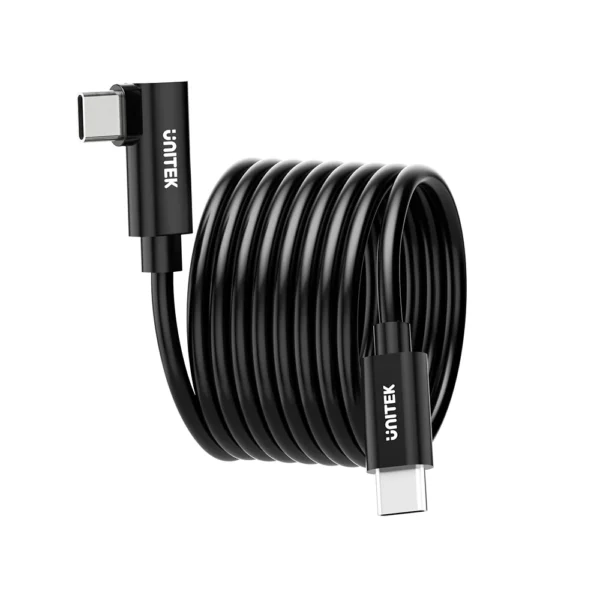 UNITEK C14094ABK01-5M USB-C TO C 90 DEGREE VR LINK PRO CABLE 5M - Image 2