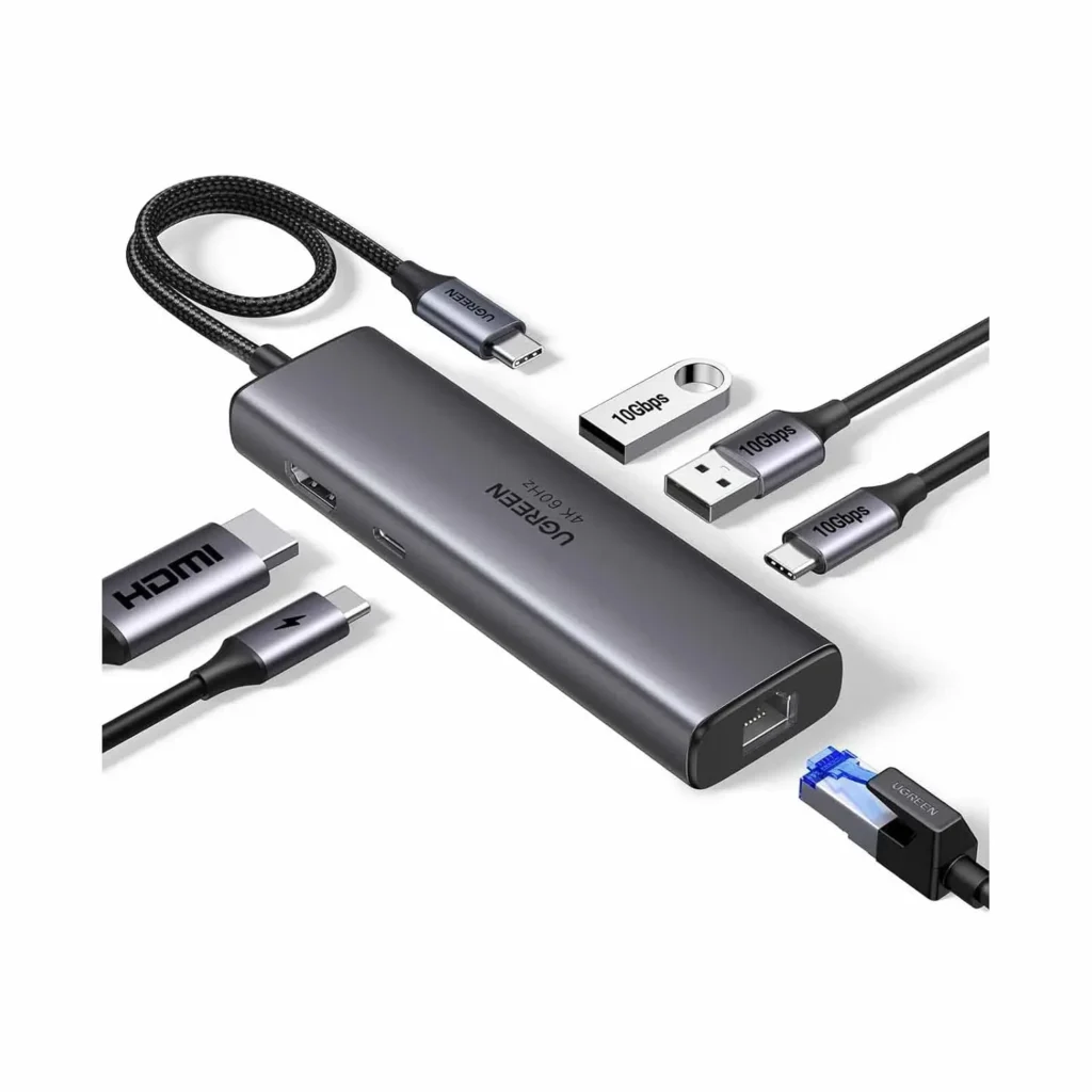 UGREEN 45000 6-IN-1 USB-C TO 2XUSB-A, 1XHDMI, 1XRJ45, 1XUSB-C, PD100W ADAPTER
