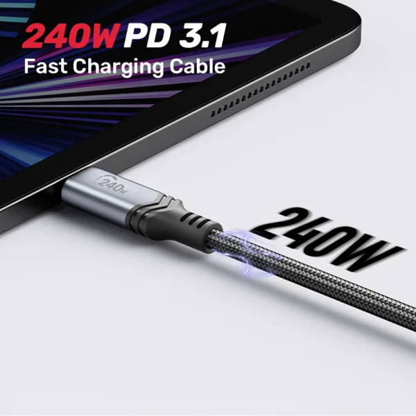 UNITEK C14110GY-2M USB-C TO USB-C PD 3.1 FAST CHARGING CABLE 2M 240W BRAIDED - Image 3
