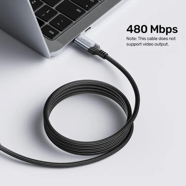 UNITEK C14110GY-2M USB-C TO USB-C PD 3.1 FAST CHARGING CABLE 2M 240W BRAIDED - Image 4