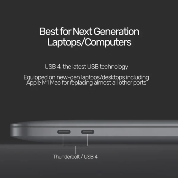 UNITEK C14100BK-0.8M USB4 THUNDERBOLT 3 USB-C TO C CABLE 100W 8K@60HZ - Image 3