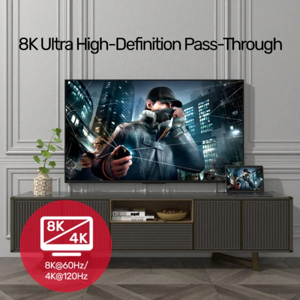 UNITEK C14100BK-0.8M USB4 THUNDERBOLT 3 USB-C TO C CABLE 100W 8K@60HZ - Image 5