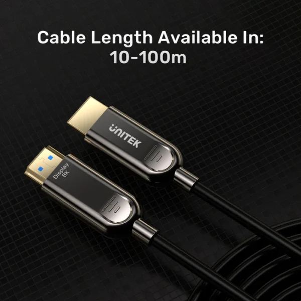 UNITEK C11085GY01 (10M To 100M) HDMI TO HDMI FIBER OPTIC CABLE 8K@60HZ - Image 2