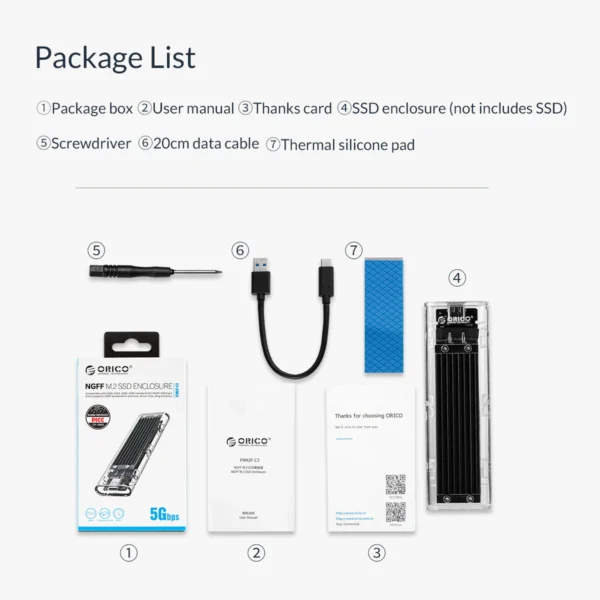 ORICO TCM2F-C3 NGFF M.2 SSD ENCLOSURE BLK - Image 8