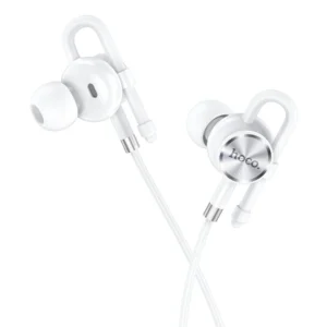 HOCO M84 Universal Wired Earphones with Microphone – Stereo Bass Handsfree White