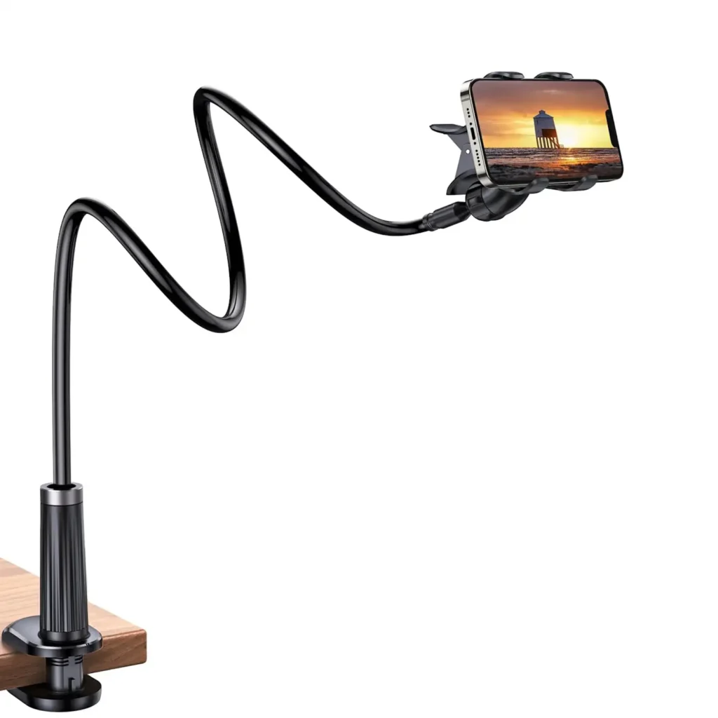 UGREEN 80906 Gooseneck Phone Holder for Desk and Bed (Black)