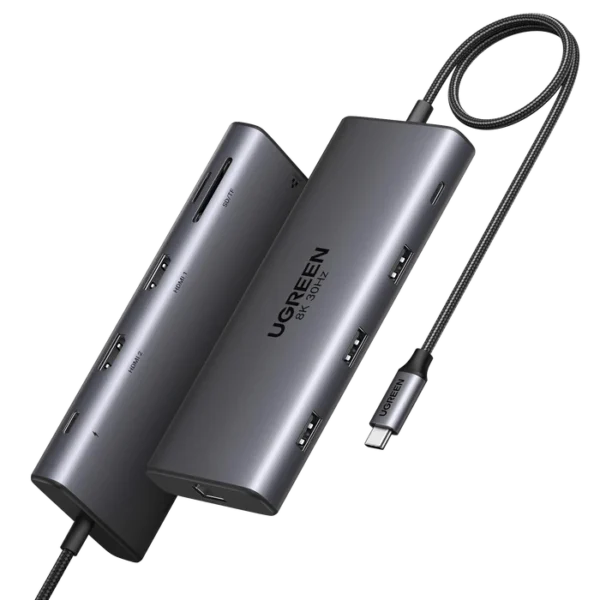 UGREEN 15534 10-IN-1 TYPE-C TO 2XHDMI, 3XUSB-A, 1XRJ45, SD/TF, PD100W ADAPTER