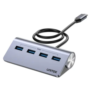 UNITEK H1337BGY01 uHUB Q4 4-IN-1 USB-C TO 4-PORT USB HUB WITH USB-C DC POWER PORT